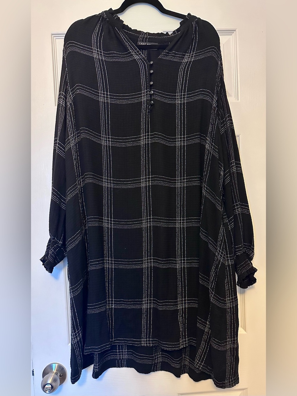 Lane Bryant Smocked-Cuff Ruffle-Neck A-Line Dress Size 18/20